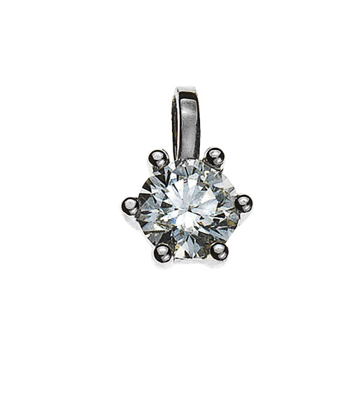 Anhänger Solitär 6-Griff-Fassung Weissgold 750 0.15 ct.