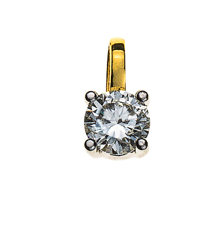 Anhänger Solitär 4-Griff Bicolor Gelb-/Weissgold 750 H-SI 0.10 ct.