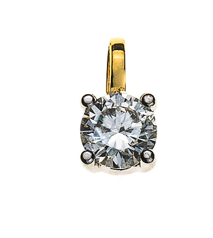 Anhänger Solitär 4-Griff Bicolor Gelb-/Weissgold 750 H-SI 0.20 ct.