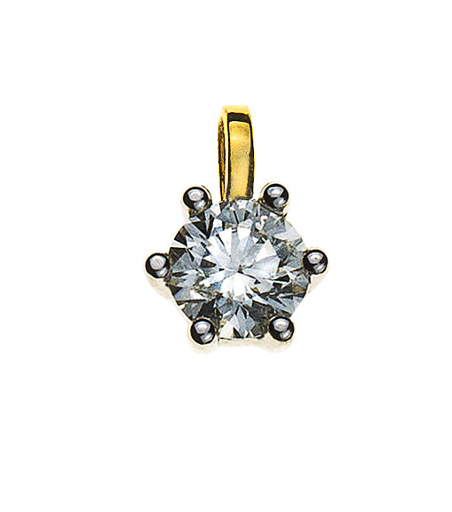 Anhänger Solitär Diamant 0.20ct. 6-Griff Bicolor 750