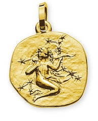 Anhänger Sternzeichen Jungfrau Gelbgold 750 rundlich 16mm