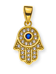 Anhänger Fatimas Hand Gelbgold 375 mit 23 Zirkonias, Nazar