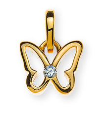 Anhänger Schmetterling Gelbgold 375 mit 1 Zirkonia weiss