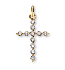 Anhänger Kreuz poliert Gelbgold 375 mit 11 Zirkonia weiss