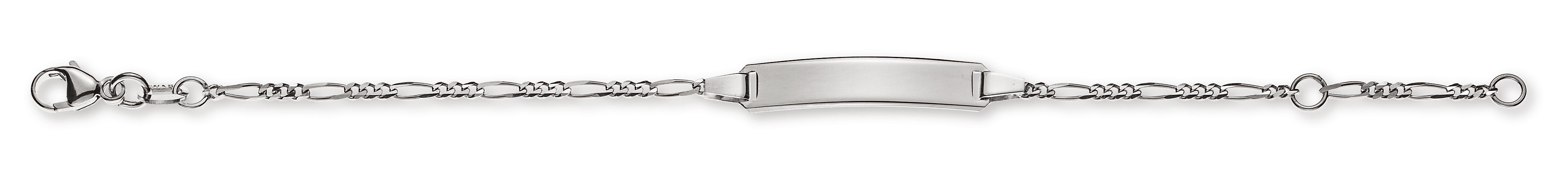 ID Armband Figaro 3&1 Weissgold 585 mit Gravurplatte