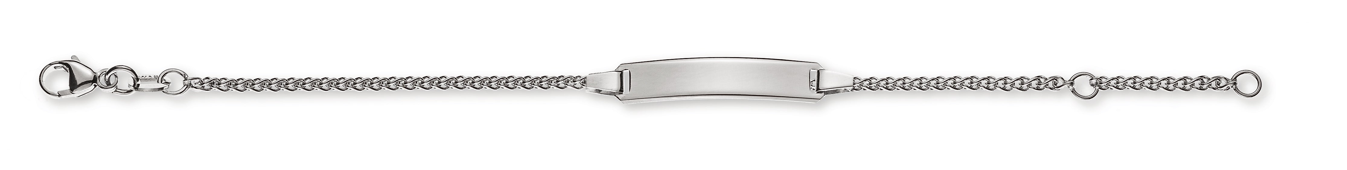 ID Armband Zopf Weissgold 585 mit Gravurplatte