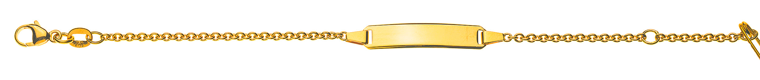 Bébé Armband Rundanker Gelbgold 750 mit Gravurplatte lang