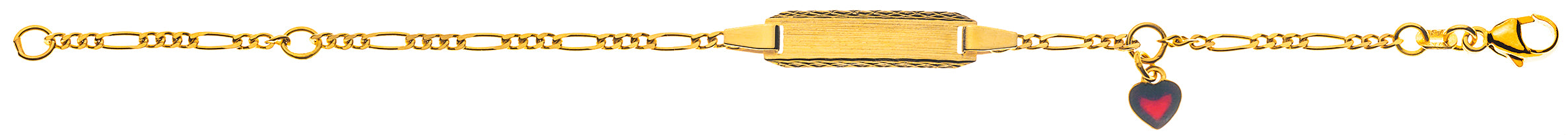 Baby Armband Figaro Gelbgold 750 mit Gravurplatte