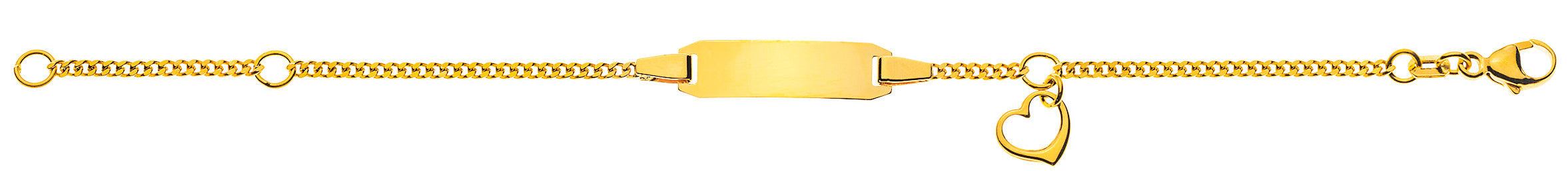 Kinderarmband Panzer diamantiert Gelbgold 750 mit Gravurplatte