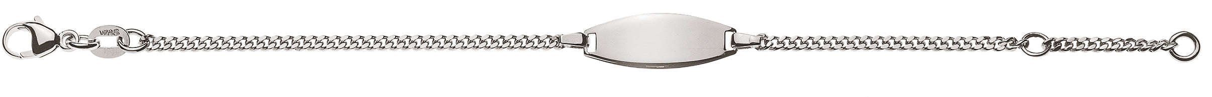 Armband Panzer geschliffen Weissgold 750 mit ovaler Gravurplatte