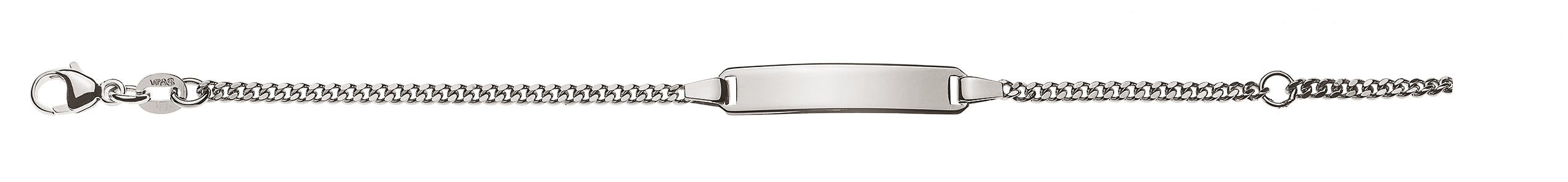 Armband Panzer geschliffen Weissgold 375 mit Gravurplatte