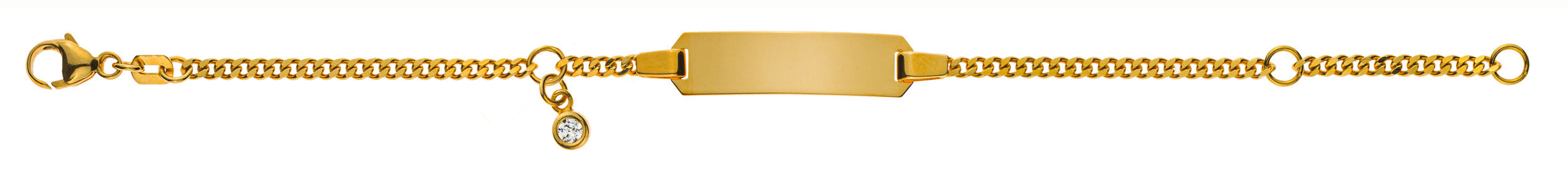 Kinder Armband Panzer Gelbgold 375 Zirkonia weiss