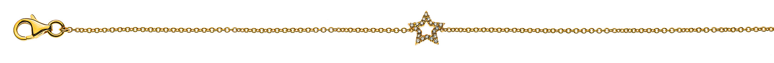 Armband Stern Gelbgold 750 mit 20 Brillanten 0,07 ct. 19cm