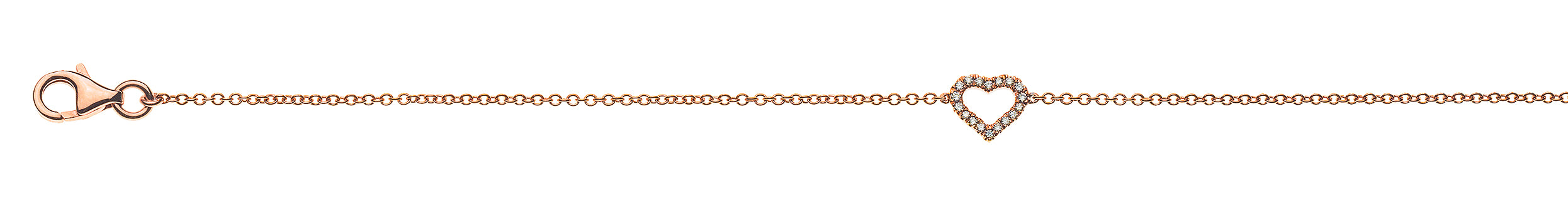 Armband Herz Rotgold 750 mit 18 Brillanten H SI 0.06ct. 19cm