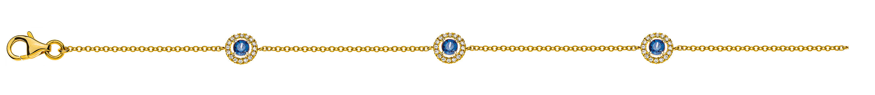 Armband Gelbgold 750 mit Saphiren 0.47ct und Brillanten 0.13ct