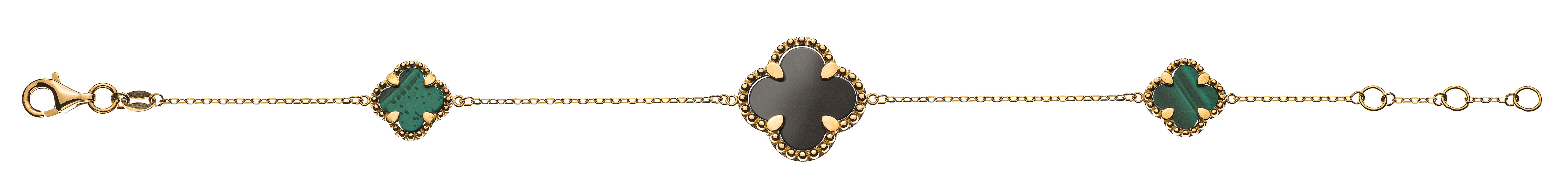 Armband Gelbgold 750 Malachit Onyx 19cm verstellbar