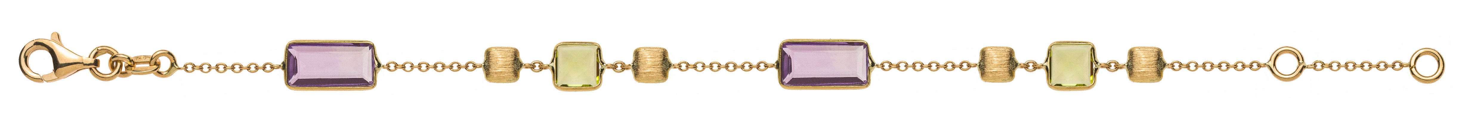 Armband Gelbgold 750 mit Amethyst und Peridot