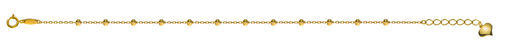 Armband Anker geschliffen Gelbgold 750, 12 Kugeln 2.5mm
