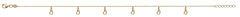 Fusskette Drops Gelbgold 750 mit 6 Tropfen 24cm