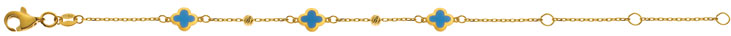 Armband Flowers Gelbgold 375 Emailliert Blau 16cm