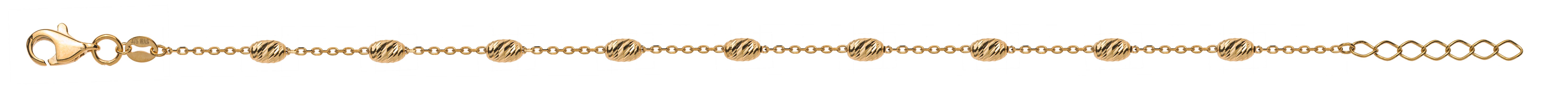 Armband Rundanker Gelbgold 375 mit 9 ovalen Kuegelchen 19cm