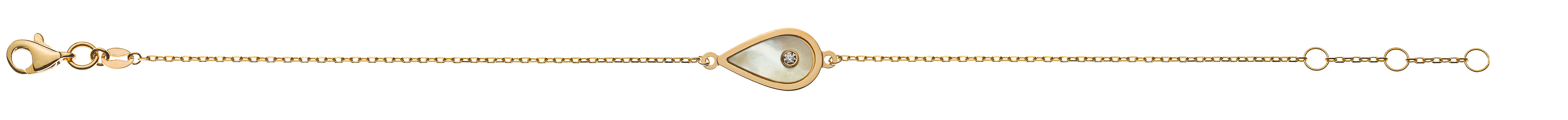 Armband Gelbgold 375 mit Perlmutt-Tropfen und 1 Zirkonia