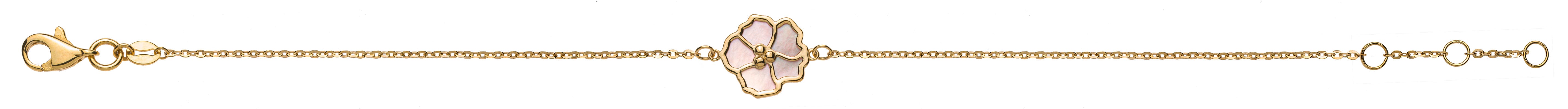 Armband Gelbgold 375 mit Perlmutt Rose Element