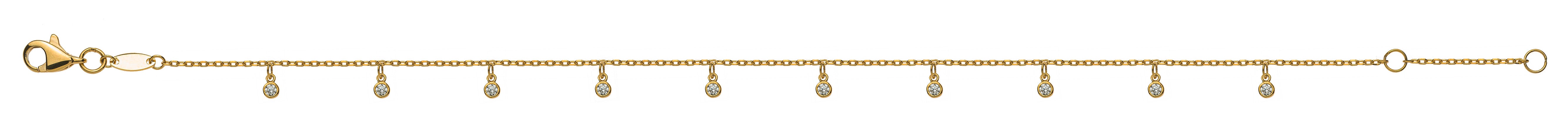 Fusskette Anker Gelbgold 375 mit Zirkonia Anhangern
