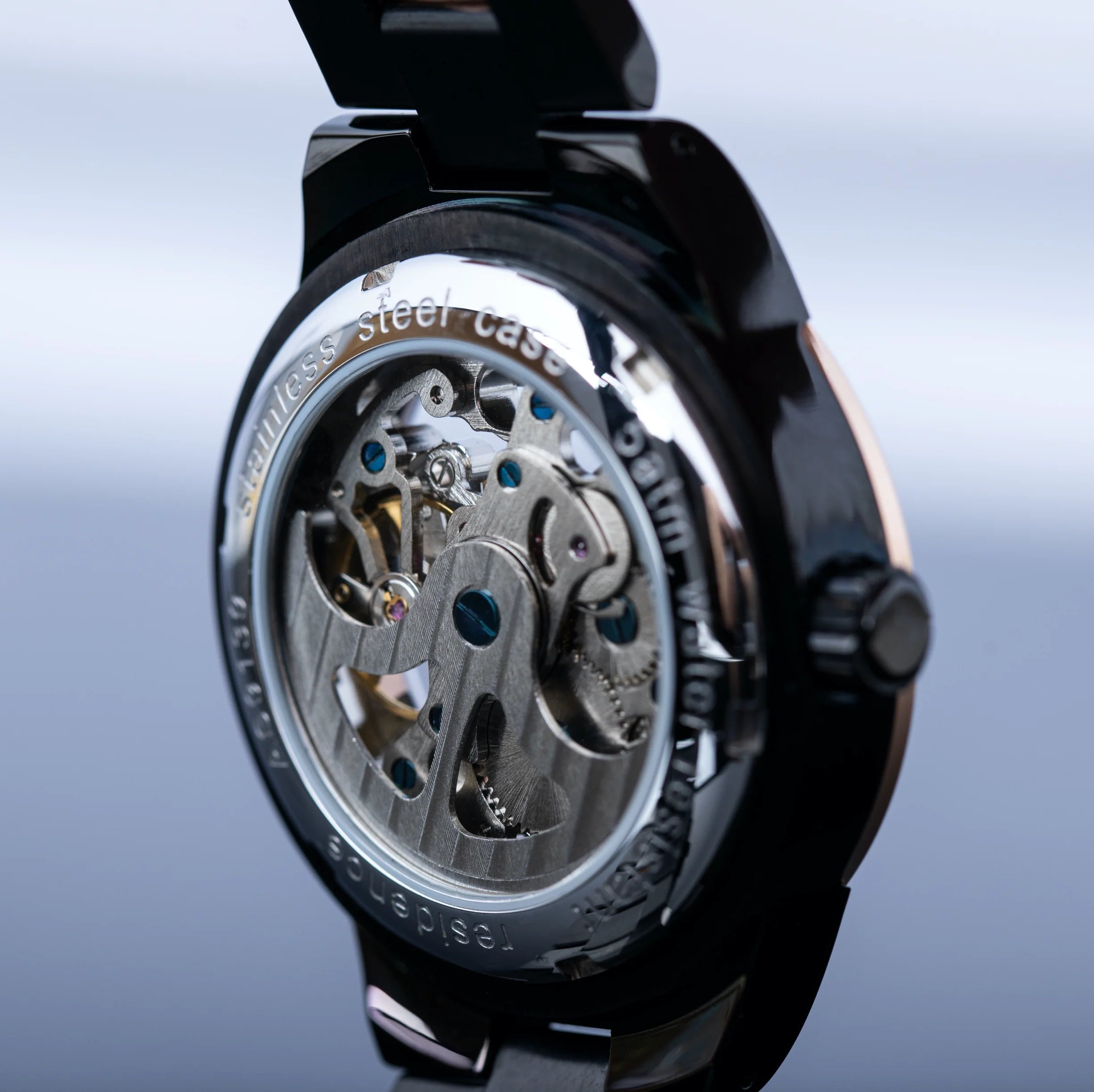 Residence Unisex Automatikuhr in Schwarz und Kupferrot