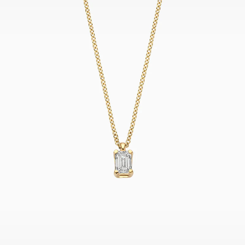 Blush Halskette aus 14 Karat Gold mit rechteckigem Labordiamanten 0.20 ct - LG3016Y