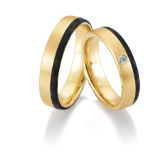 Alliances Breuning en carbone avec diamant - 48/06506 et 48/06505