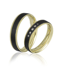 Alliances Breuning en carbone avec diamants - 48/06518 et 48/06517