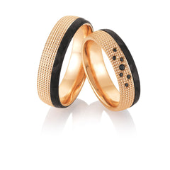 Alliances Breuning en carbone avec diamants - 48/06504 et 48/06503