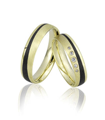 Alliances Breuning en carbone avec diamants - 48/06514 et 48/06513