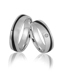 Alliances Breuning en carbone avec diamant - 48/06512 et 48/06511