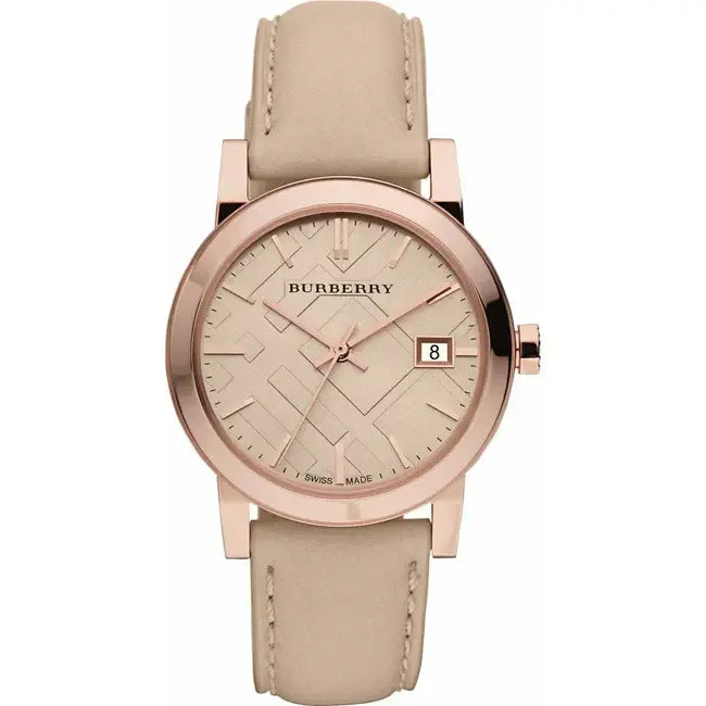 Burberry BU9109 The City Damen Uhr – Beige Leder – Swiss Quartz – 34 mm