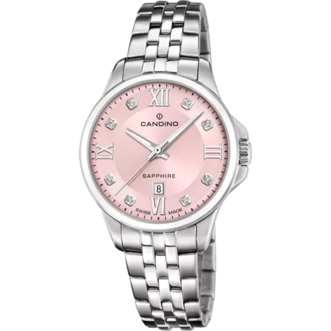 Candino Lady Elegance DamenSchweizer Uhr mit Rosafarbenem Zifferblatt - C4766/3