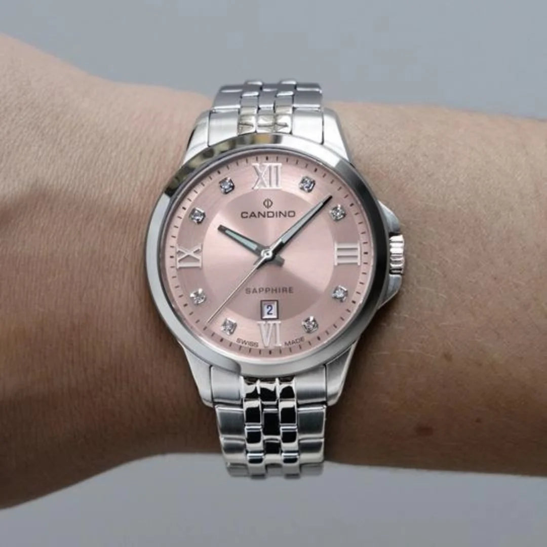Candino Lady Elegance DamenSchweizer Uhr mit Rosafarbenem Zifferblatt - C4766/3