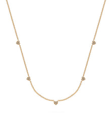 Collier Gelbgold 750 mit 5 Herzanhängern Pavé 15 Brillanten 0.17 ct.