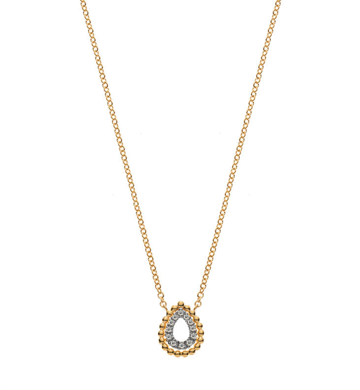 Collier Gelbgold 750 mit tropfenformigem Diamant-Anhänger
