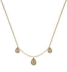 Collier Gelbgold 750 mit 3 tropfenformigen Diamant-Anhängern