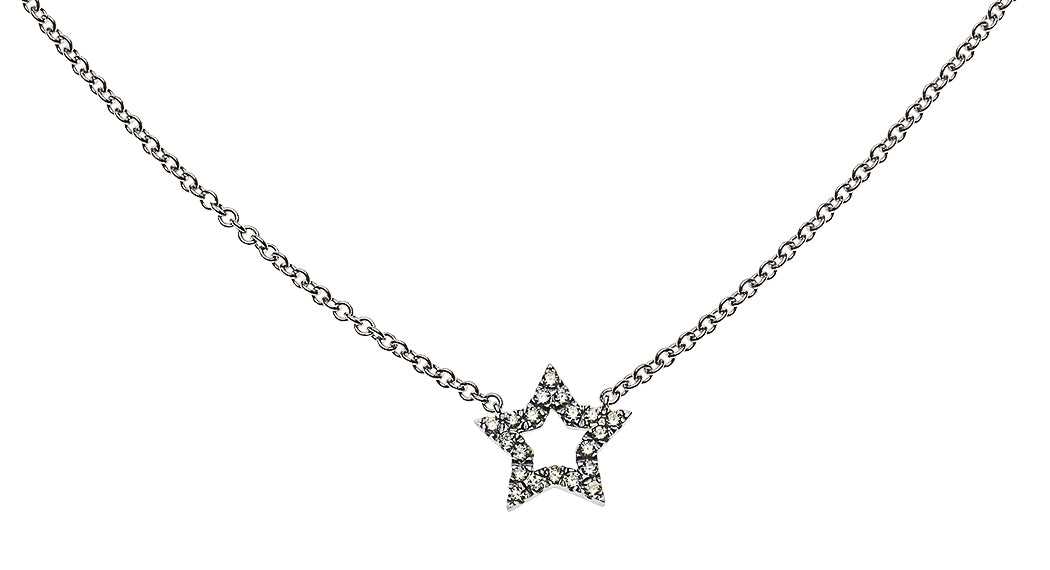 Collier Stern Weissgold 750 mit 20 Brillanten 0,11ct.