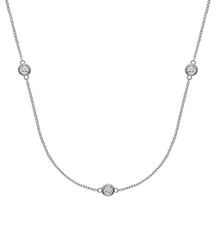 Collier Spiegelanker Weissgold 750 zargengefasst mit 3 Brillanten