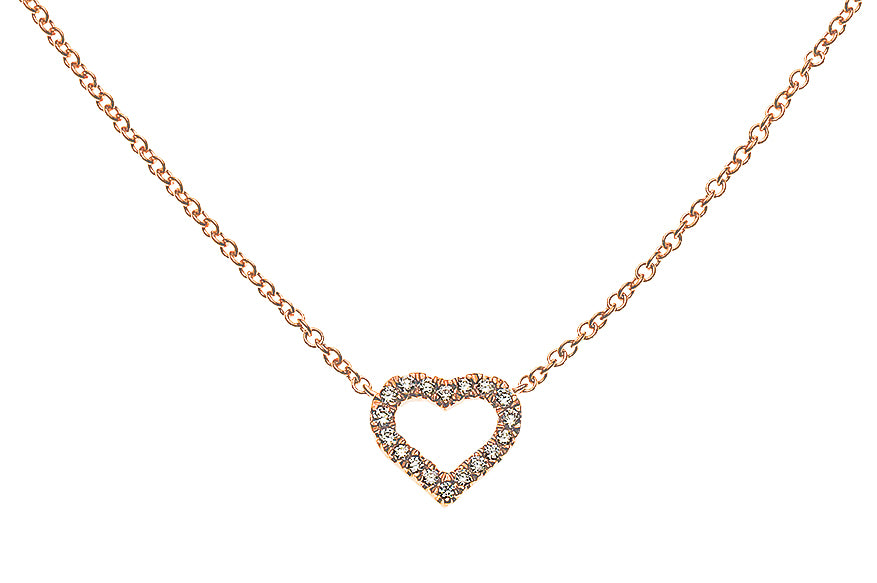 Collier Herz Rotgold 750 mit 20 Brillanten 0.08ct.