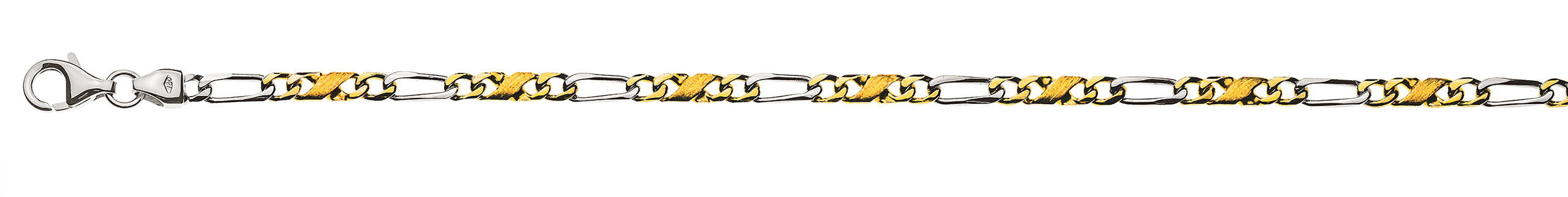 Figaro Collier Bicolor 750 poliert satiniert 3.5 mm 55 cm