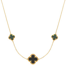 Collier Gelbgold 750 mit Malachit und Onyx Farbsteinen 45cm
