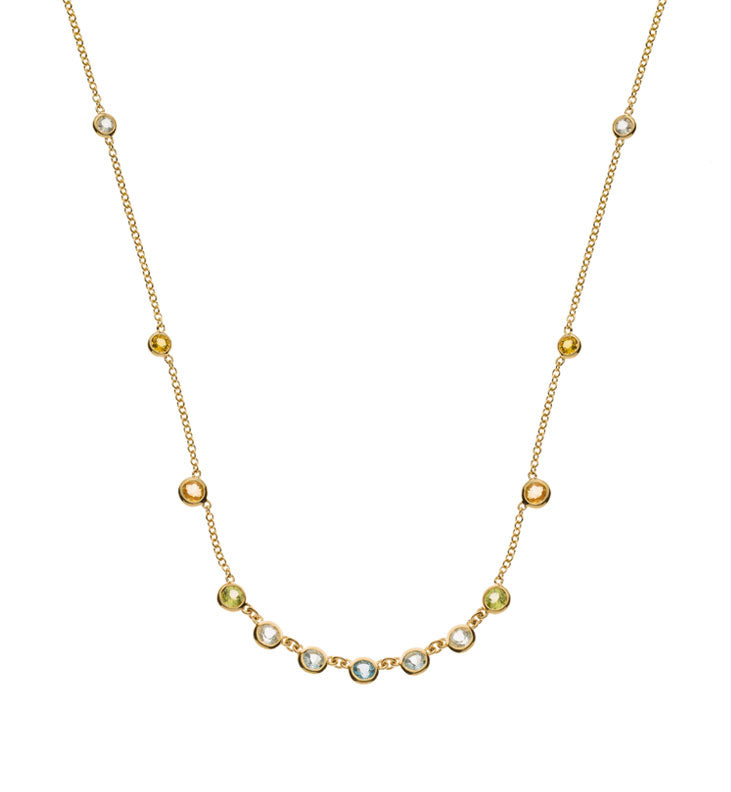 Collier Gelbgold 750 mit bunten Farbsteinen