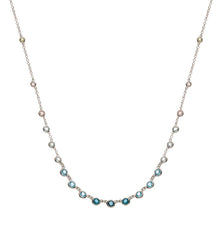 Collier Weissgold 750 mit bunten Topas & Quarzen