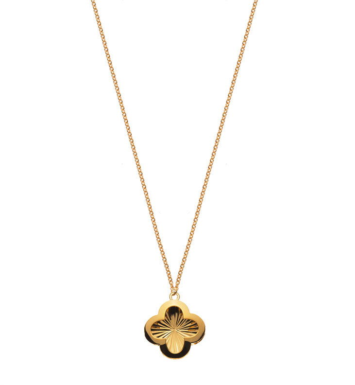 Collier Gelbgold 750 Klee Anhänger 45cm
