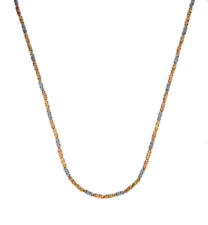 Collier Tubegeschliffen Tricolor Gelb-/Weiss-/Rotgold 750 45cm